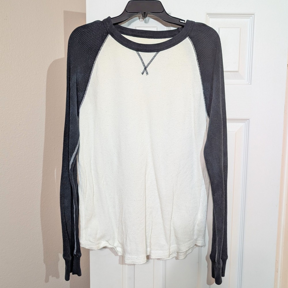 Mossimo Supply Co Mens M Medium Long Sleeve Shirt White Black 100% Cotton