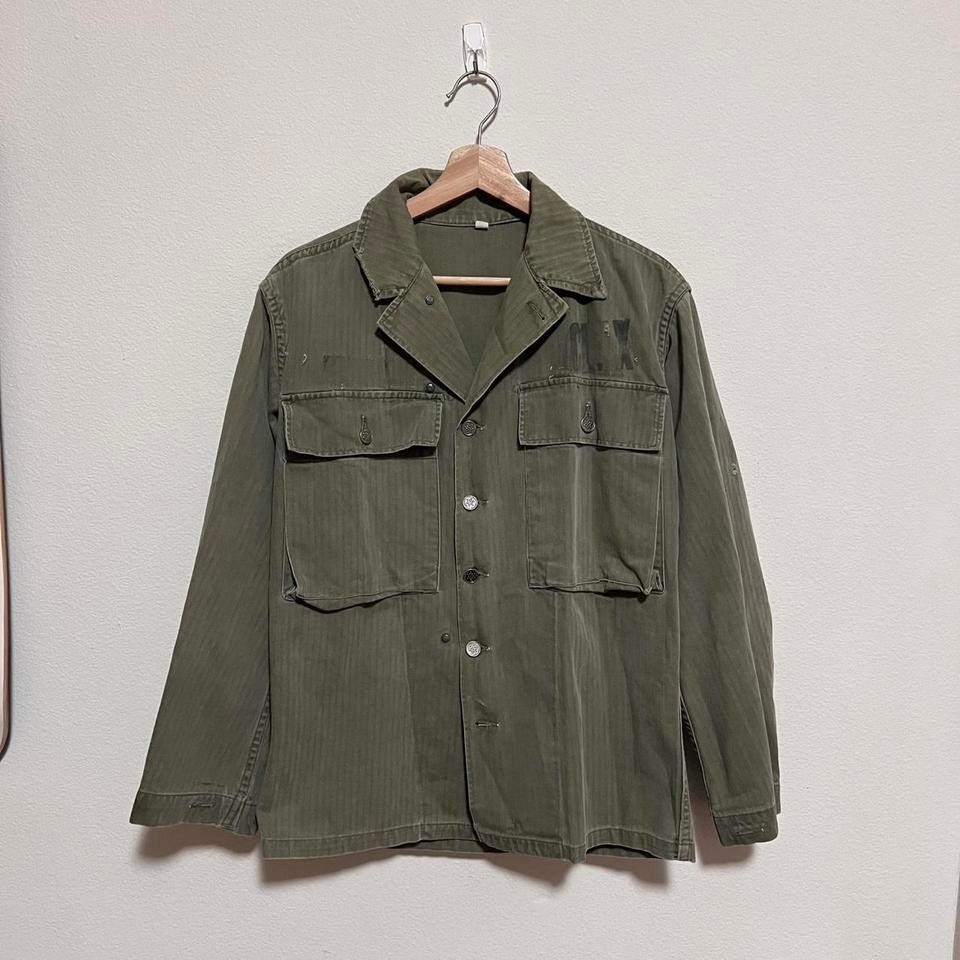 Vintage P44 HBT WW2 Field Jacket Herringbone Korean War 13 Star Button Gas Mask