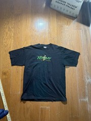 Vintage Stitched Embroidered T Shirt XL 90s USA Made Army Military Black Tee Y2K