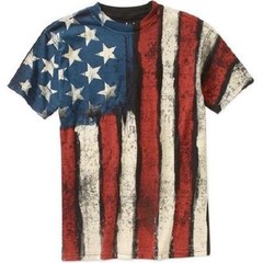 FLAG T-SHIRT FADED DISTRESSED Graphic M USA PRIDE 4th of July Tee MEDIUM Rare