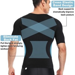 Men Compression Slim Body Shaper Gynecomastia T-shirt Posture Corrector Vests US