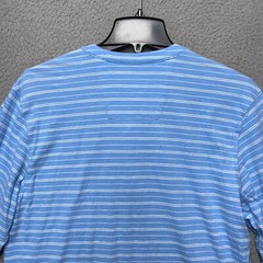 Southern Tide Henley Shirt Mens Medium Blue Striped Long Sleeve Stretch Casual