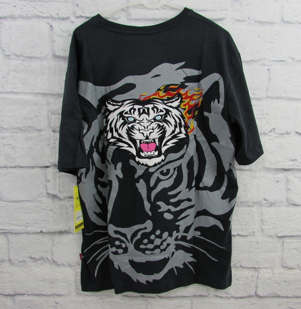 Members Only Black Short Sleeve Tiger Patch Tee Mens T-Shirt 2XL Black Steel NWT