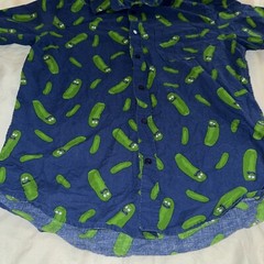 Adult Swim Rick & Morty Men’s Juniors Medium 100% Cotton Collared Pickle Rick