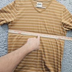Pact Organic T Shirt Men Medium Brown Stripe V Neck 100% Organic Cotton