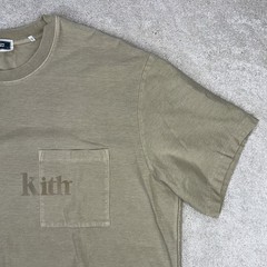 KITH Men’s Quinn Data Taupe Beige Heavyweight Logo Pocket Cotton Tee Shirt XL