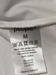 Common People T Shirt Men’s Medium White Blue 100% Cotton Graphic Print Tropical
