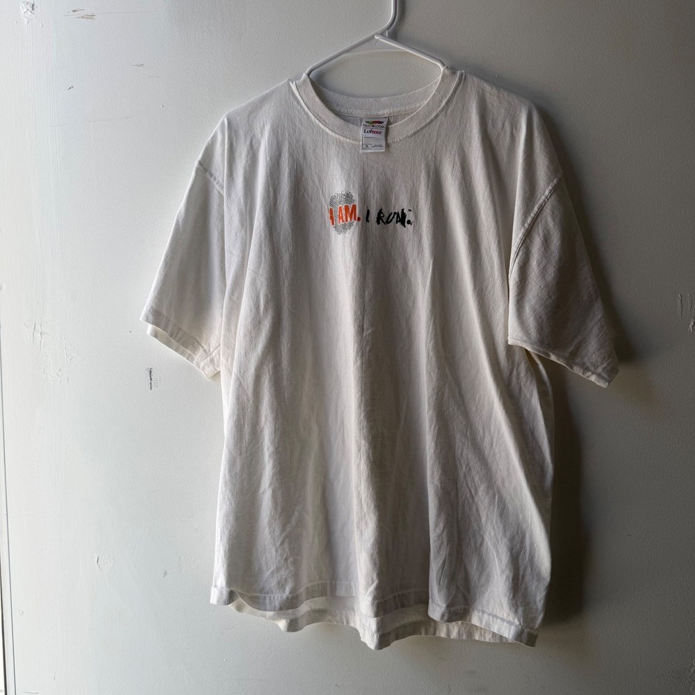 Vintage Fruit of the Loom Lofteez I AM I RUN Graphic T-Shirt White XL Mens 90s