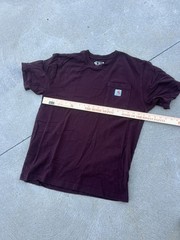 Carhartt T-Shirt Mens M Med Short Sleeve Pocket Logo Crew Neck Maroon K87 PRT