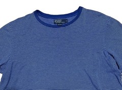 Vintage Polo Ralph Lauren T-Shirt Mens L Blue Striped Short Sleeve Cotton 90s