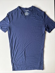 1 TOMMY JOHN V-NECK STAY TUCKED MICRO MODAL UNDERSHIRT T-SHIRT NAVY SIZE S