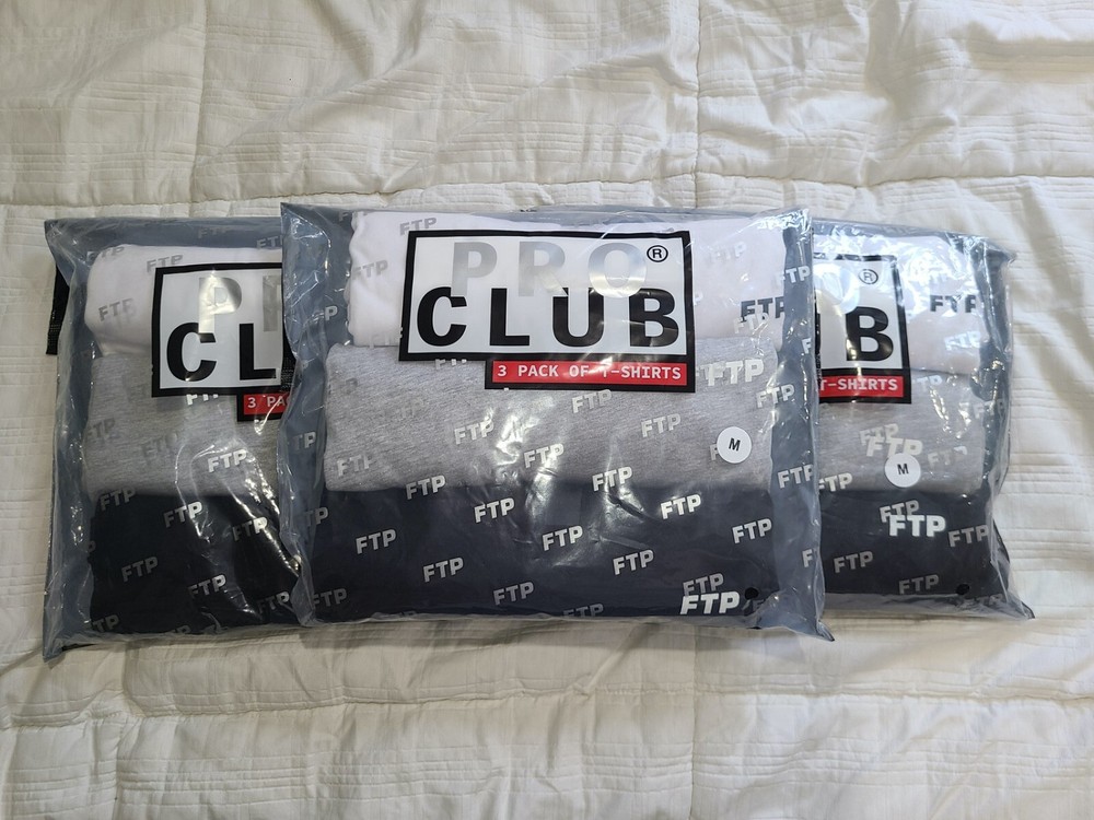 FTP FuckThePopulation x Pro Club (3 Pack) White/Heather Grey/Black Size Medium 3