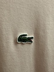 Lacoste Mens Pink Striped Cotton V-Neck T-Shirt Short Sleeve Size L Designer Tee