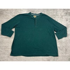 Foundry Henley Mens 4XL Green Long Sleeve Shirt Big and Tall Heathered Cotton