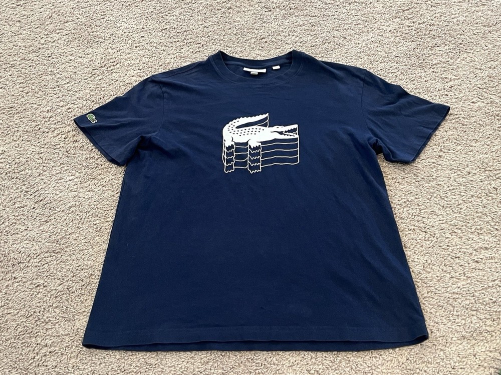Lacoste Blue Large T Shirt 3D-Printed Graphic Crocodile Logo