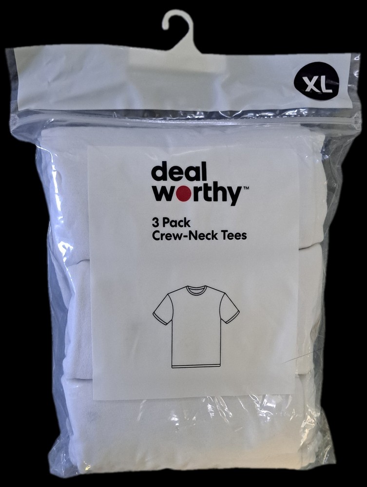 Men’s Crewneck T-Shirt 3pk – Dealworthy™ White – XL (46-48 Chest)