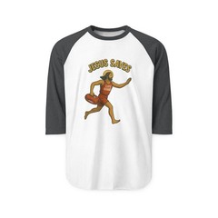 Jesus Saves Lifeguard Sports Raglan Shirt, Christian Three-Quarter Sleeve Tee