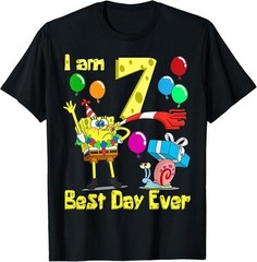 x SpongeBob SquarePants – SpongeBob I am 7 Years Old Birthday Party T-Shirt