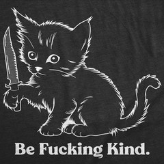 Mens Funny T Shirts Be Kind Sarcastic Kitten Graphic Novelty Tee for Men