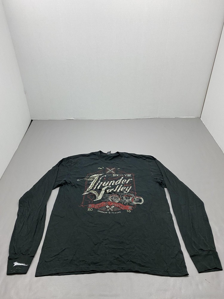 District Made Shirt Mens M Gray Thunder Valley Rally Graphic Tee Long Sleeve