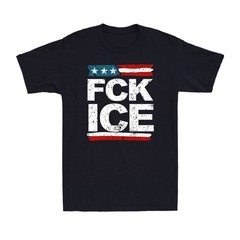 F ICE US Flag Distressed US Flag Political Funny Vintage Men’s T-Shirt