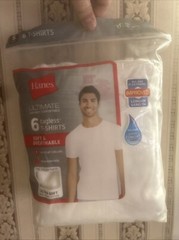 $50 Hanes Men’s White 6 Pack Short Sleeve Crew T Shirt Top Tee Undershirt Size S