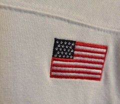 JOHN ASHFORD T Shirt V Neck Men’s Size M American Flag Short Sleeve 100% Cotton