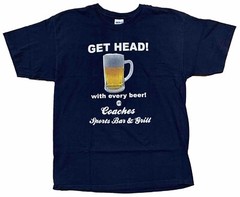 Get Head! With Every Beer At Coaches Sports Bar & Grill T-shirt Size Large Blue