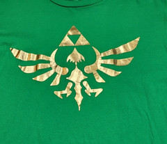 Legend of Zelda Graphic T-Shirt Skyward Sword Green Gold Foil Cotton Men Large