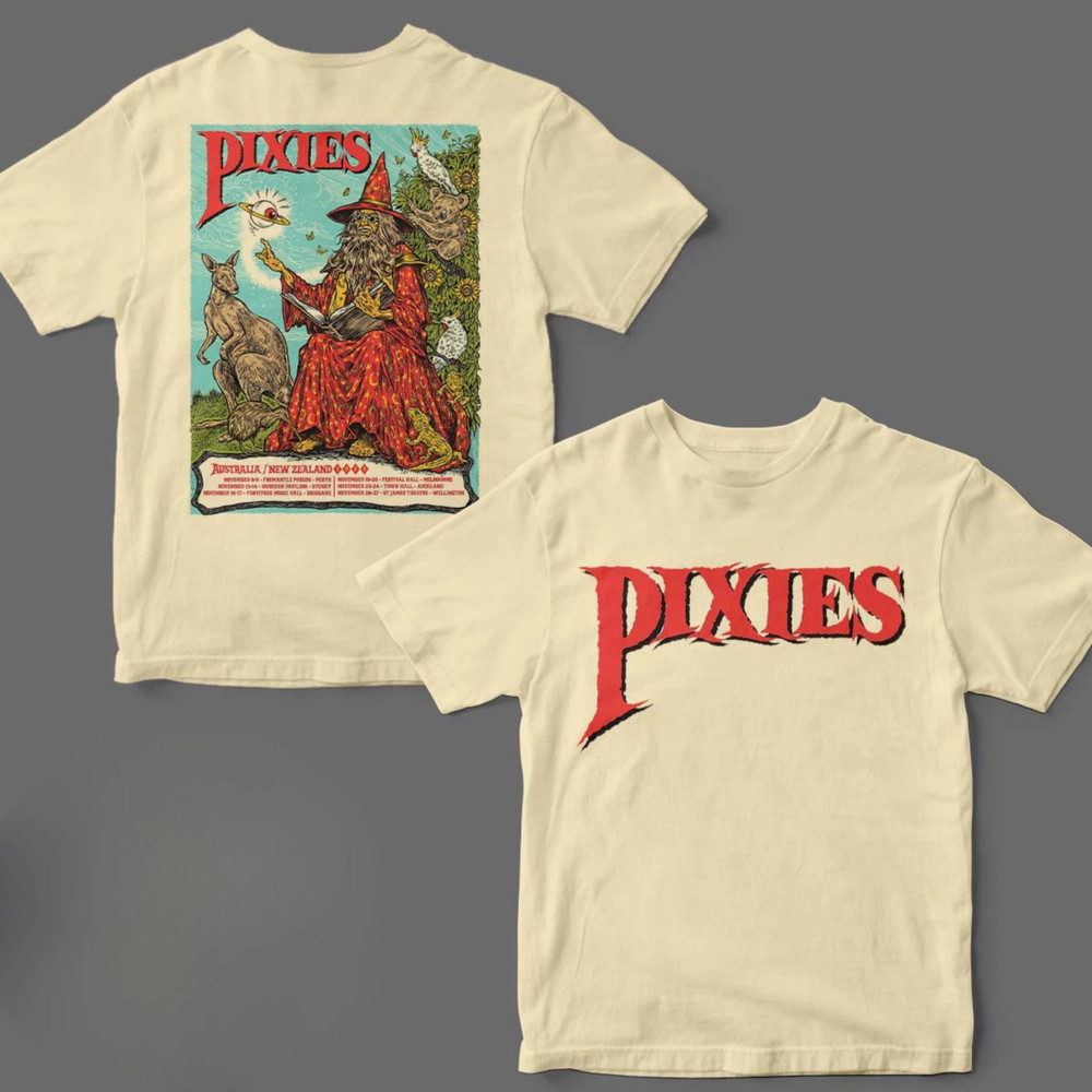 Pixies Australia NZ Tour Nov 2025 T-Shirt | Wizard Art Band Merch
