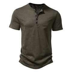Polyester Men 2024 Brand T-Shirts Ultra-Soft Henley Slim Fit Sleeve V Neck T