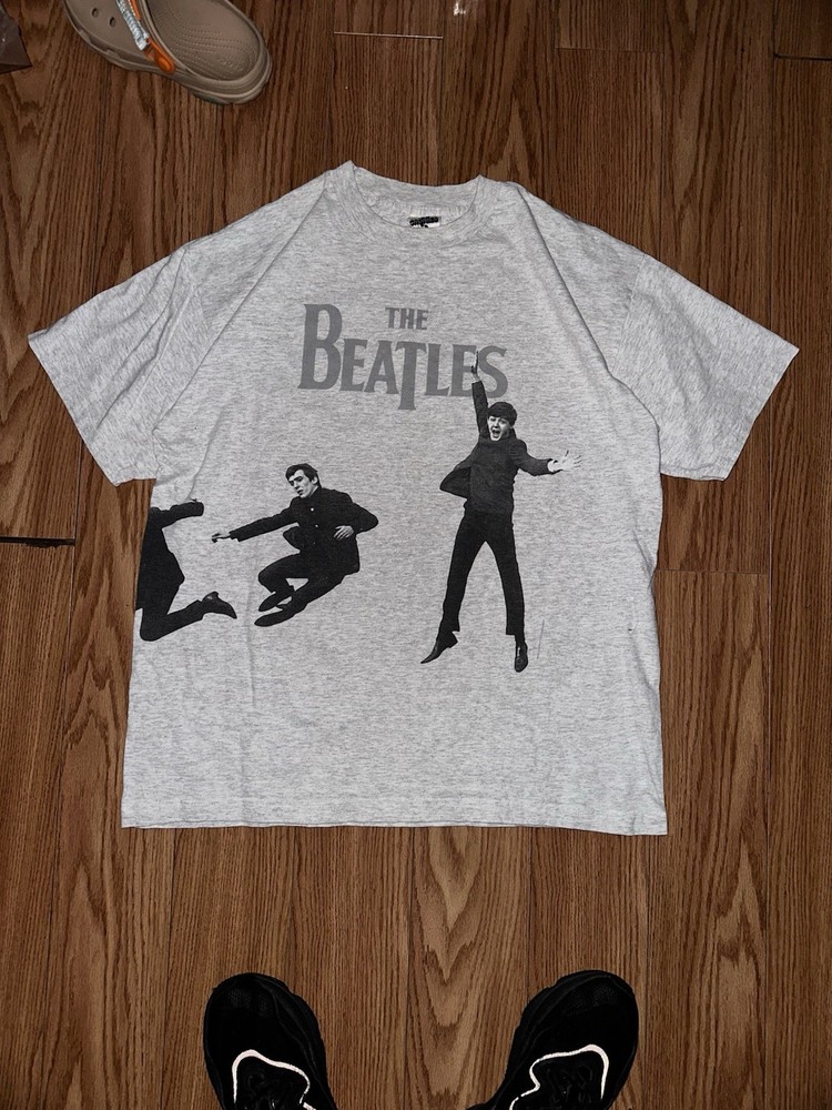 1997 Vintage THE BEATLES T-shirt Grey, John Paul George Ringo Rock Band Tee XL