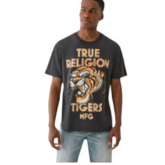 True Religion Men’s MFG Tiger Vintage Tee – Graphic Crewneck T-Shirt