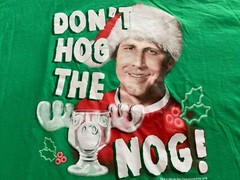 NATIONAL LAMPOONS Christmas Vacation T-Shirt Don’t Hog Eggnog Party Ugly Sweater