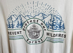 SMOKEY THE BEAR UNISEX T-SHIRT CREW NECK STRAIGHT HEMLINE WHITE SIZE XL #4178