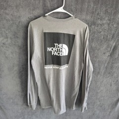 The North Face Shirt Men Medium Gray Long Sleeve Logo Outdoor Casual Tee