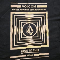 VOLCOM Black T-Shirt Youth Against Establishment-True to this Stone Size M