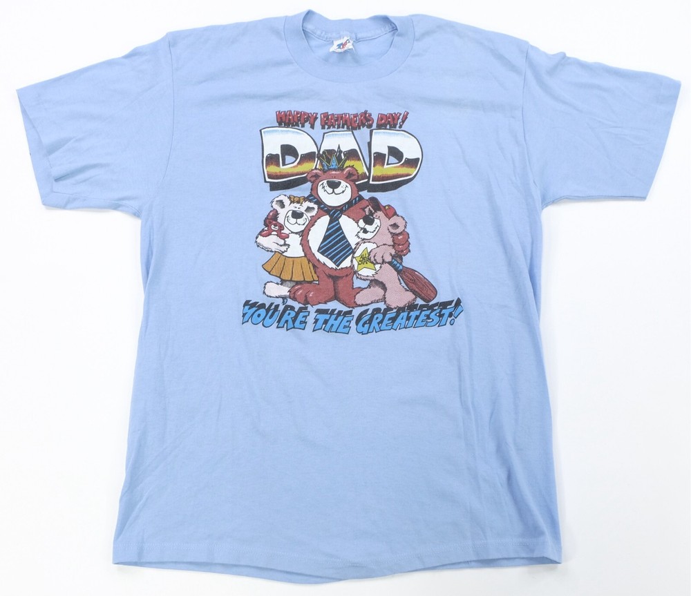 Rare VTG TNT Happy Father’s Day You’re The Greatest Dad Bear T Shirt 90s Blue XL