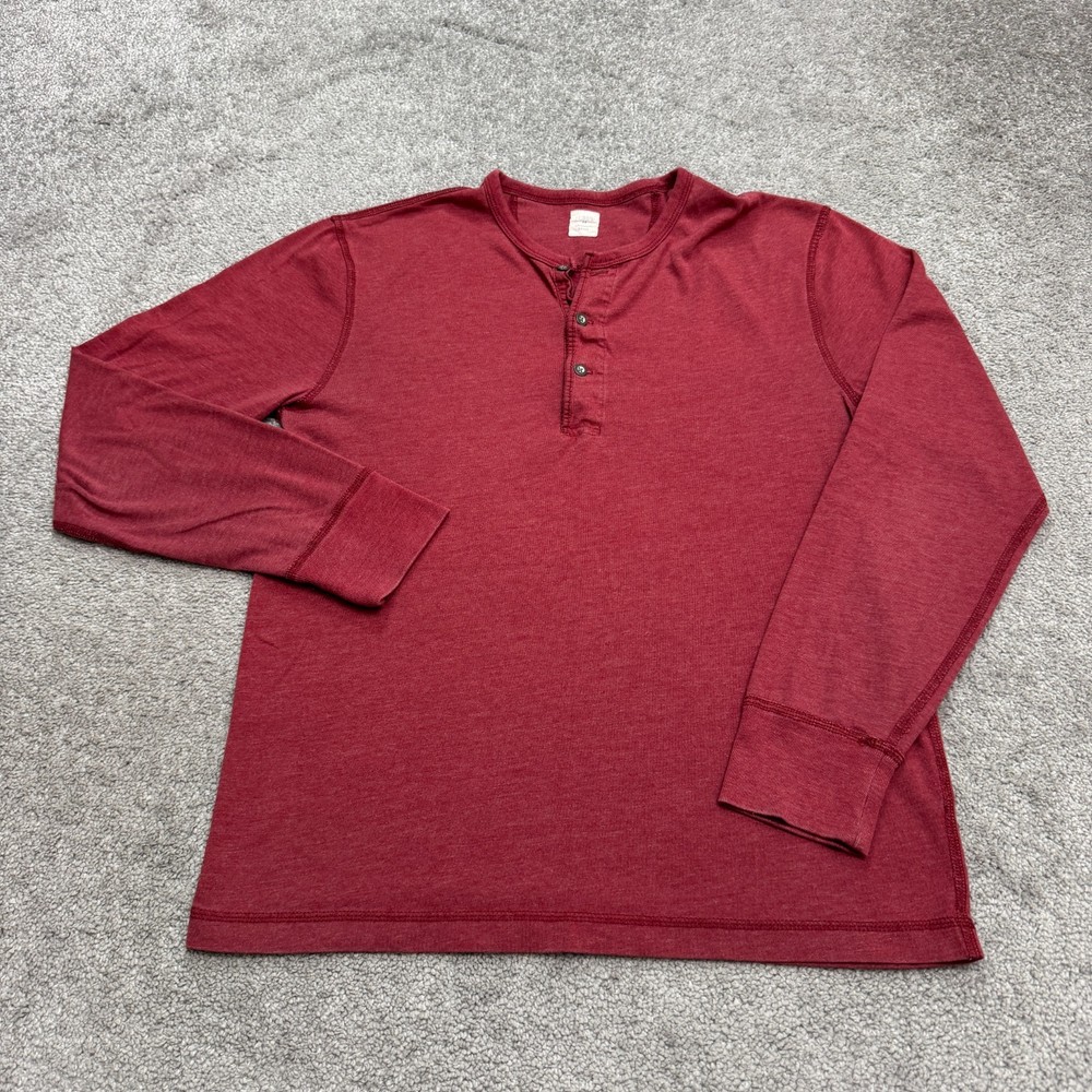 J.Crew Marled Cotton Henley Shirt Mens Small Red Long Sleeve Stretch Casual Top