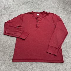J.Crew Marled Cotton Henley Shirt Mens Small Red Long Sleeve Stretch Casual Top