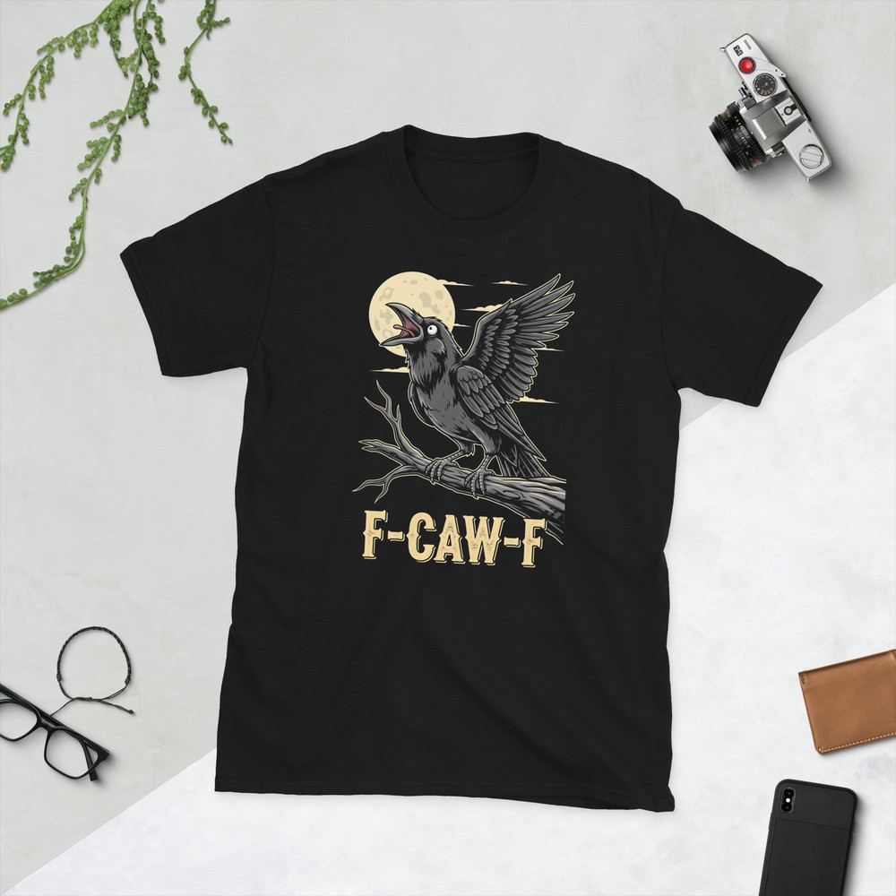 F-Caw-F Black Crow Funny Raven Bird Moon Gothic FCAWF Humor T-Shirt