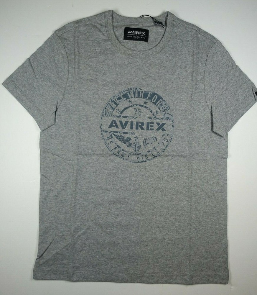 AVIREX Heather Grey Air Force Short Sleeve Crew Neck T-Shirt NEW Small S
