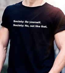 Funny Quote T shirt Society Be Yourself Humor Funny Sarcastic T shirts Rebel