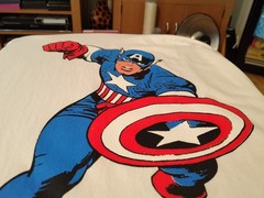 Captain America White T shirt 2XLT New And Never Used Large W/Long Length Marvel