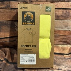 Brahma Mens 2 Pack Pocket Tee Shirt XL Neon Yellow Hi-Viz Moisture Wicking Work