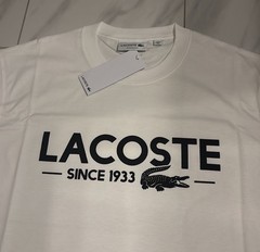Lacoste Men’s Logo T-Shirt White Black Classic Fit New