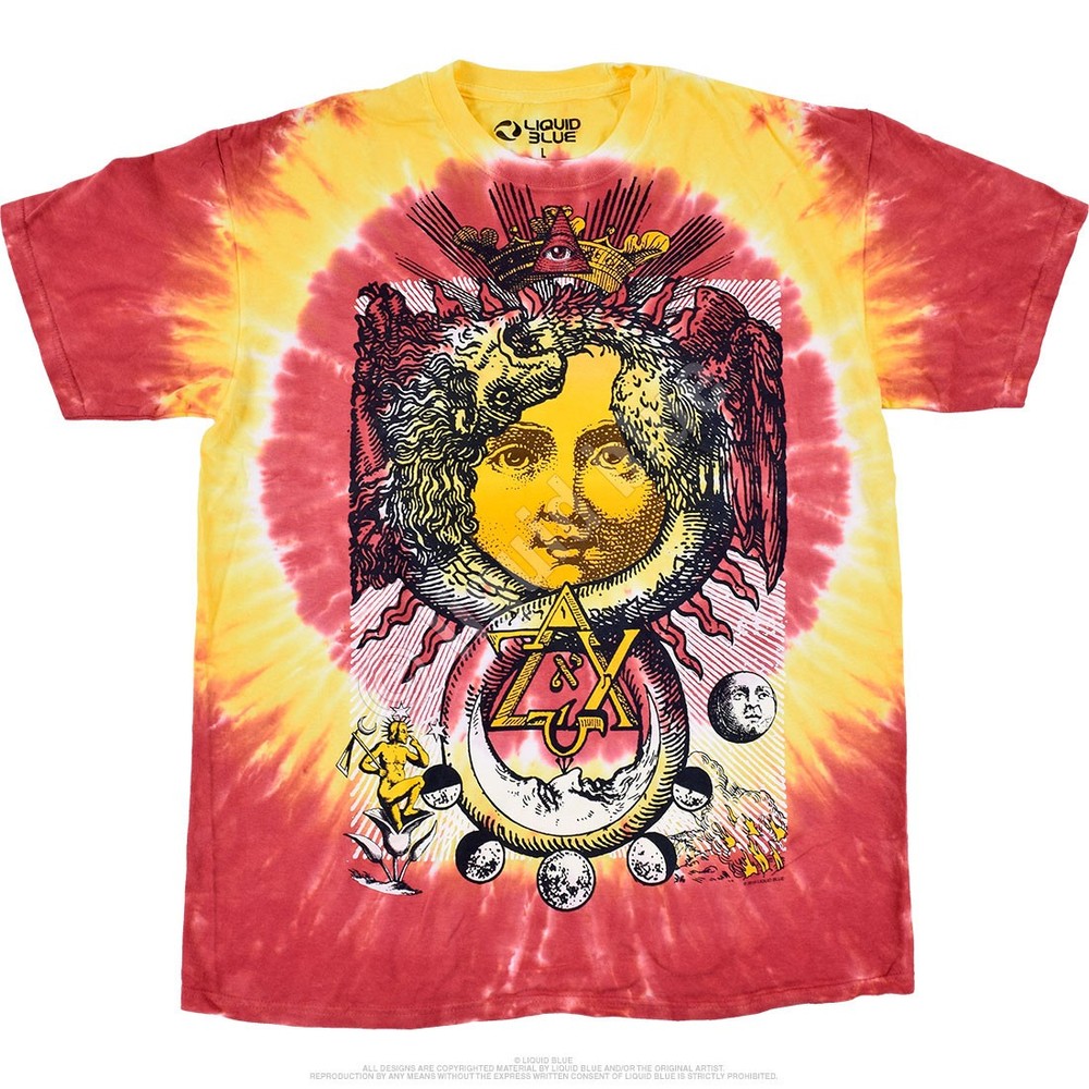Lunar Phase Tie-Dye T-Shirt Liquid Blue