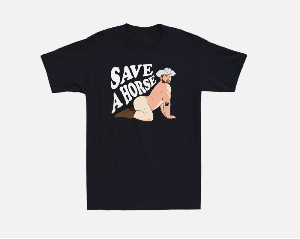 Save A Horse Funny Western Cowboy Graphic Joke Vintage Men’s T-Shirt
