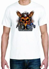 Adult DryBlend® T-Shirt – ( EAGLE SKULL RIDES – BIKER / CHOPPER)