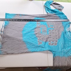 Yazbek Gulf Shores Alabama Tie Dye Long Sleeve T-Shirt Blue Grey Mens Small